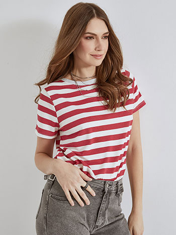 T-shirt with metallic stripes in red