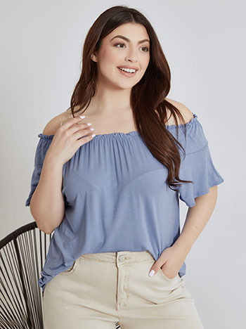 Top off the shoulder in light blue