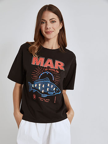 T-shirt MAR with strass in black