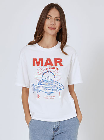 T-shirt MAR with strass in white