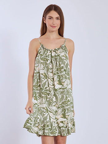 Dress mini printed in olive green