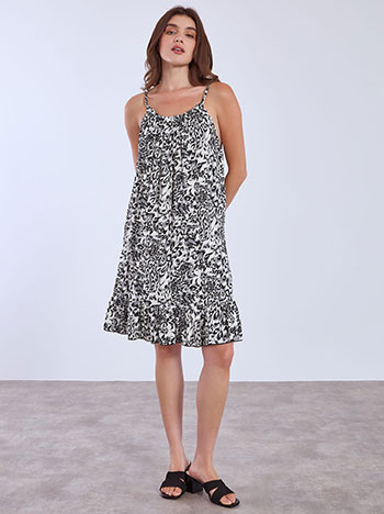 Φόρεμα μίνι με animal print σε μαύρο