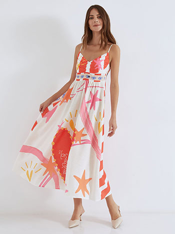 Dress maxi printed in pink
