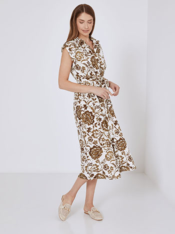 Shirtdress broderie floral in brown