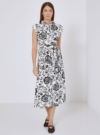 Shirtdress broderie floral in black
