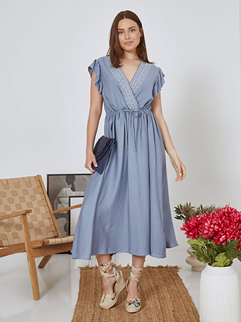 Dress µt with broderie details in rough blue
