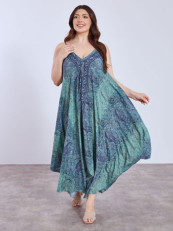Dress maxi printed oversized in blue
