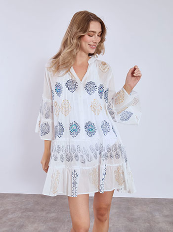 Kaftan printed with sequins in dark blue