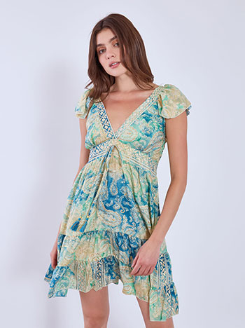 Dress mini printed in green