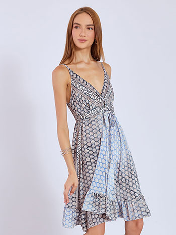 Dress mini printed with straps in blue