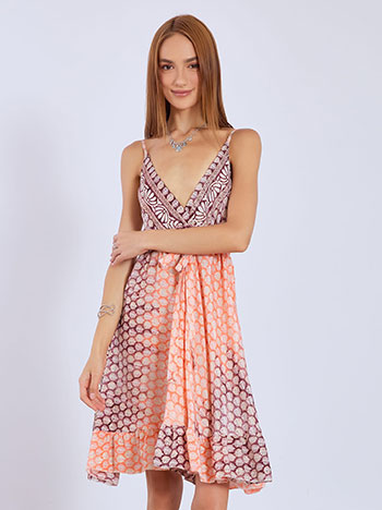 Dress mini printed with straps in coral