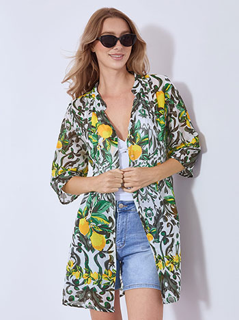 Dress kaftan with lemons in black