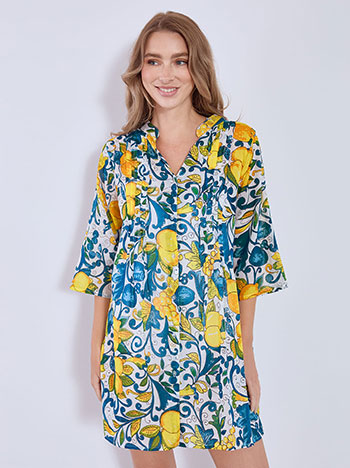 Kaftan printed in light blue