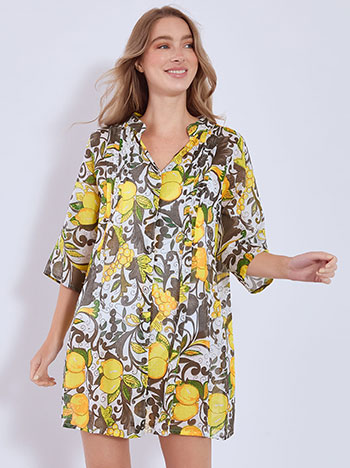 Kaftan printed in black