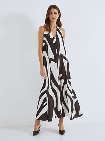 Dress printed maxi in black-white