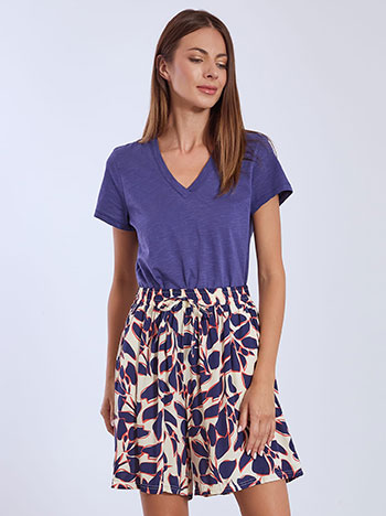 Shorts printed with decorative cord in dark blue