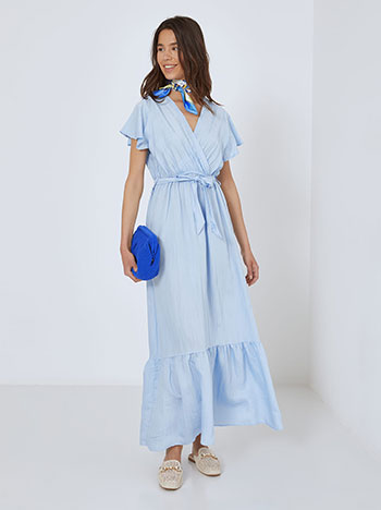 Dress maxi with cotton in sky blue