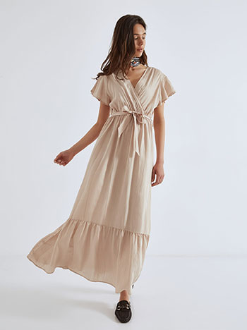 Dress maxi with cotton in beige