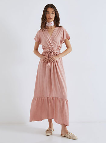 Dress maxi with cotton in dusty pink