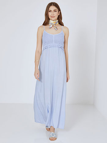 Dress maxi with knitted upper part in sky blue