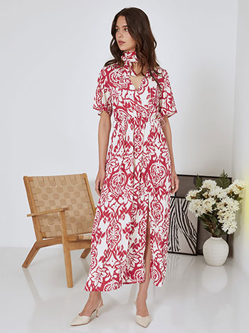 Dress maxi wrap front printed in magenta