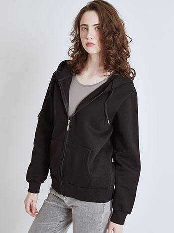 Cardigan athletic with hoodie in black