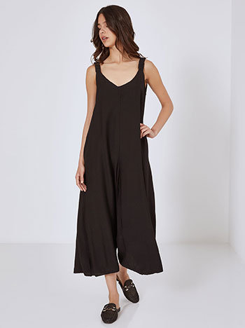 Jumpsuit with elastic straps in black