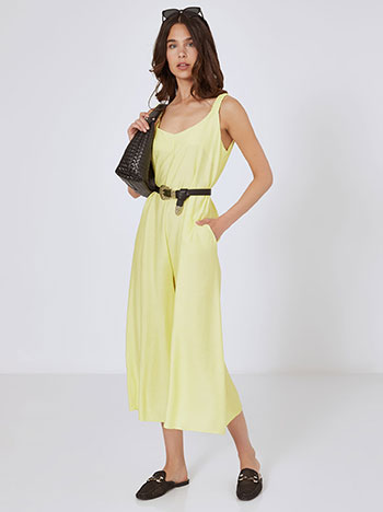 Jumpsuit with elastic straps in yellow