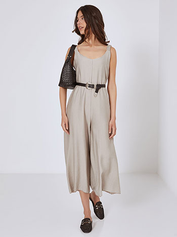 Jumpsuit with elastic straps in light brown