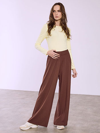 Trousers wide leg monochrome in brown