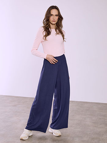 Trousers wide leg monochrome in dark blue