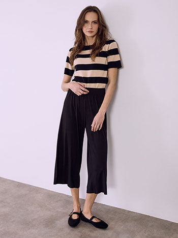 Ζιπ κιλότ με βισκόζη σε μαύρο