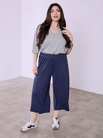 Culotte trousers with viscose in dark blue