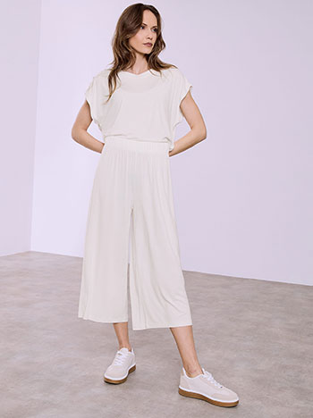 Culotte trousers with viscose in off white