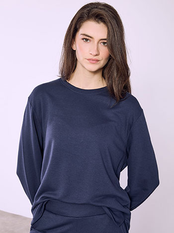 Top asymmetric with soft touch in dark blue
