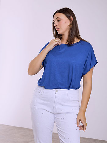 Top with side slits in blue
