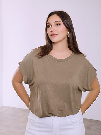 Μπλούζα με ανοίγμα τα στο πλάι σε καφέ ανοιχτό