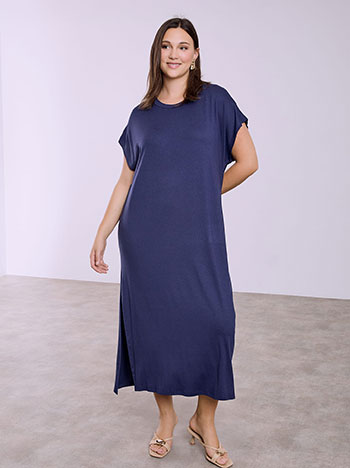 Φόρεμα μάξι με άνοιγμα στο πλάι σε σκούρο μπλε