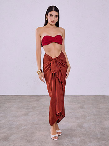Pareo monochrome in wine red