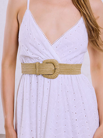 Woven elastic belt in beige