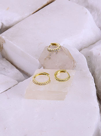 Set of 3 small hoop earrings in gold