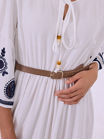 Leather effect belt in tobacco