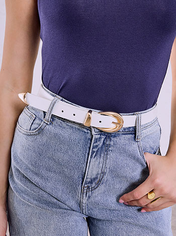 Belt with metal tips in white