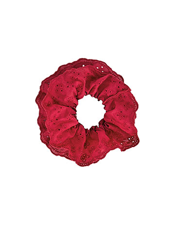 Λαστιχάκι μαλλιών διάτρητο σε κόκκινο