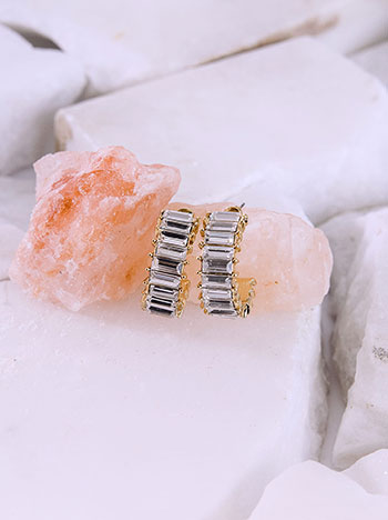 Earrings with rhinestones in white