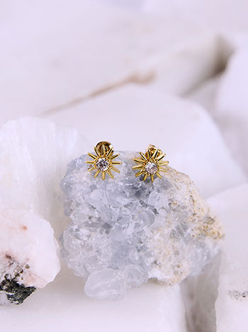 Star earrings with rhinestones in gold