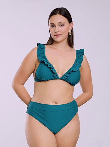 Bikini set with ruffles in teal