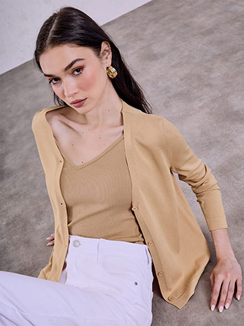 Ζακέτα πλεκτή με βισκόζη σε μπεζ