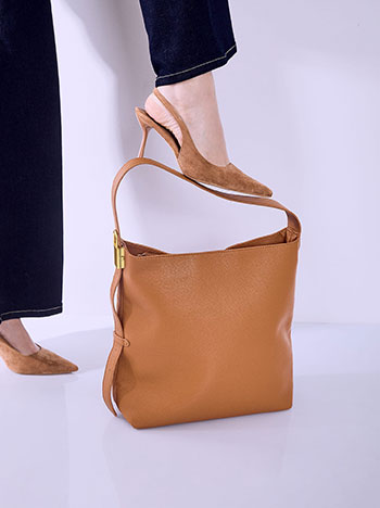 Τσάντα ώμου με ρυθμιζόμενο λουρί σε ταμπά