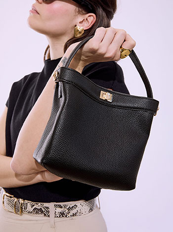 Handbag leather effect in black